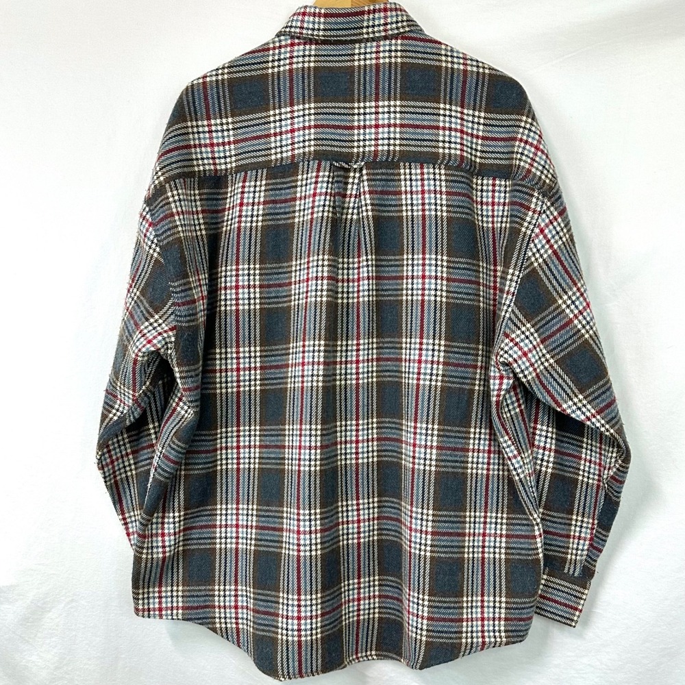 RALPH LAUREN CHAPS Vintage 90s Wool All Ski Pass Plaid Flannel Shirt Shacket XL - Picture 6 of 7